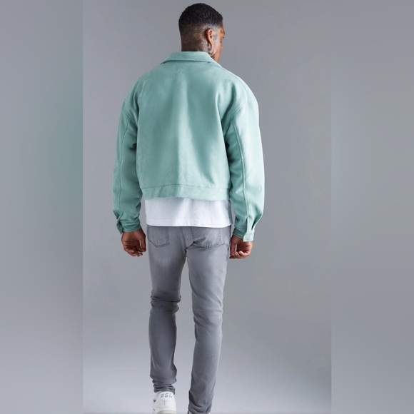 BoohooMAN Boxy Suede Harrington Jacket - Size S - Picture 2 of 7